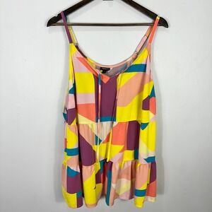 Torrid 2 Abstract‎ Colorblock Tiered Tank Top Plus Size Boho Festival Summer
